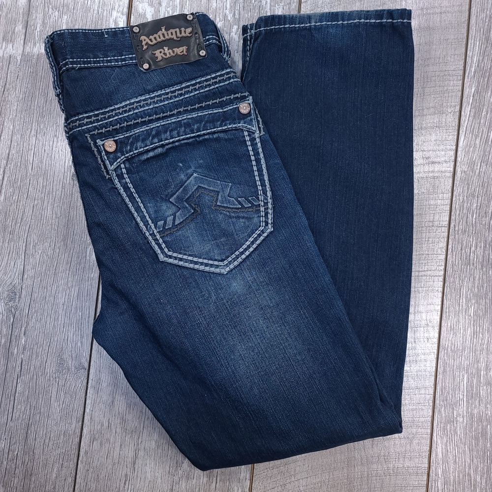 Antique Rivet Mens Size 30x30 SS 010 Straight Leg Dark Blue Denim Pants Y2K